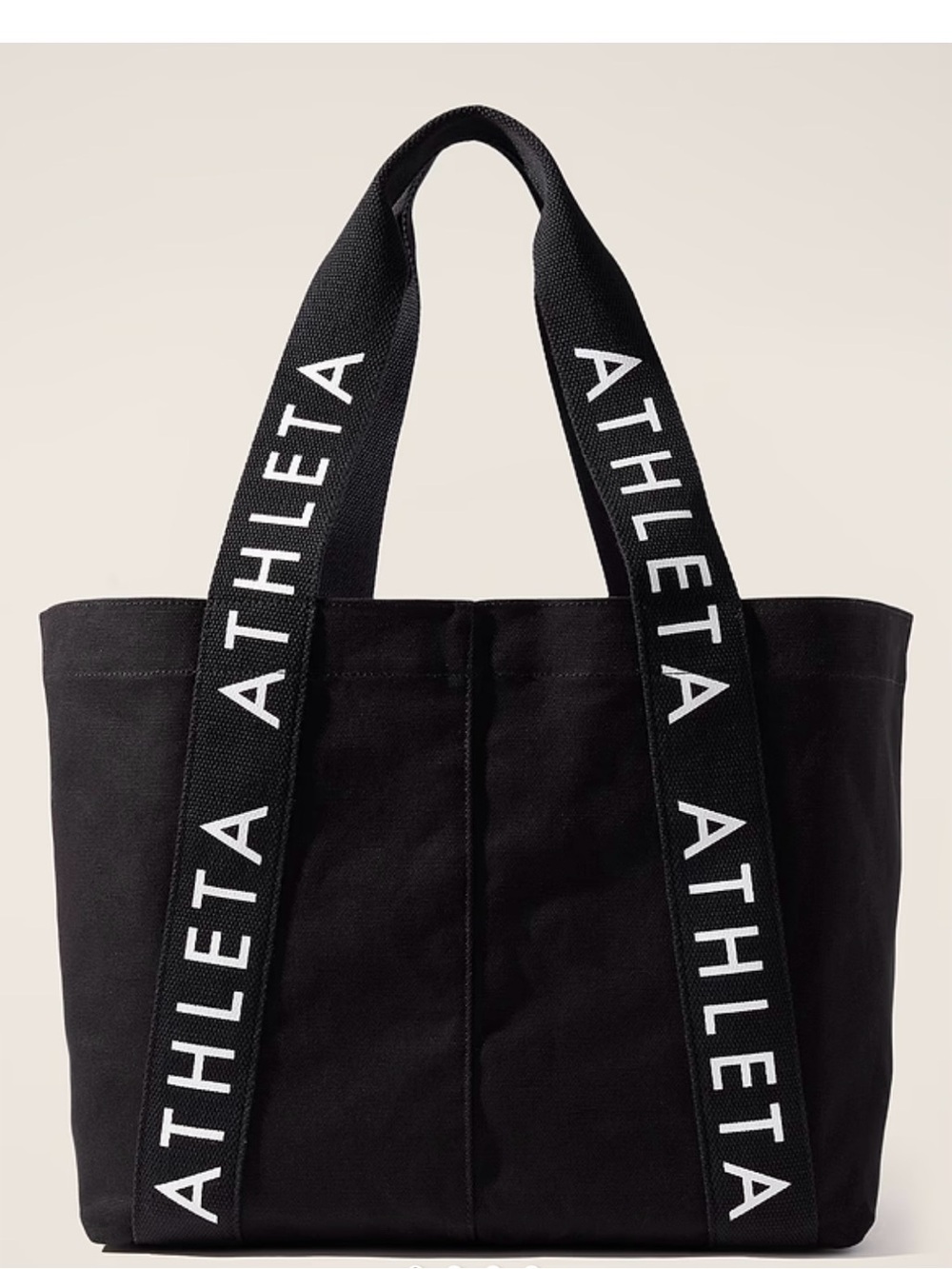 Athleta Black Tote Bag with Branded Logo Straps